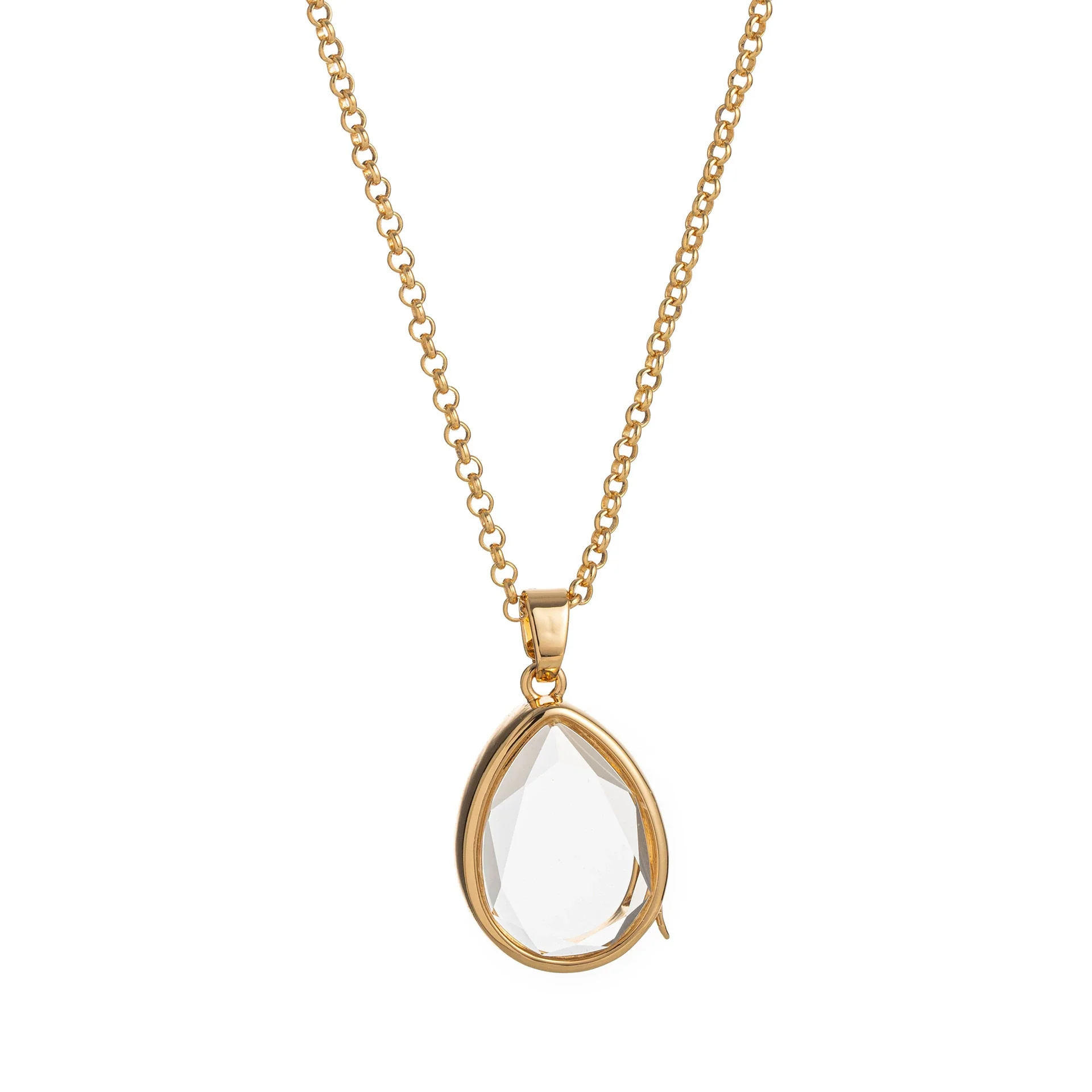 Wholesale Unisex Geometric Copper And Titanium Steel Pendant Necklace With Openable Hollow Transparent Box Electroplated In 18K Gold Color Old Money Style - Image 8