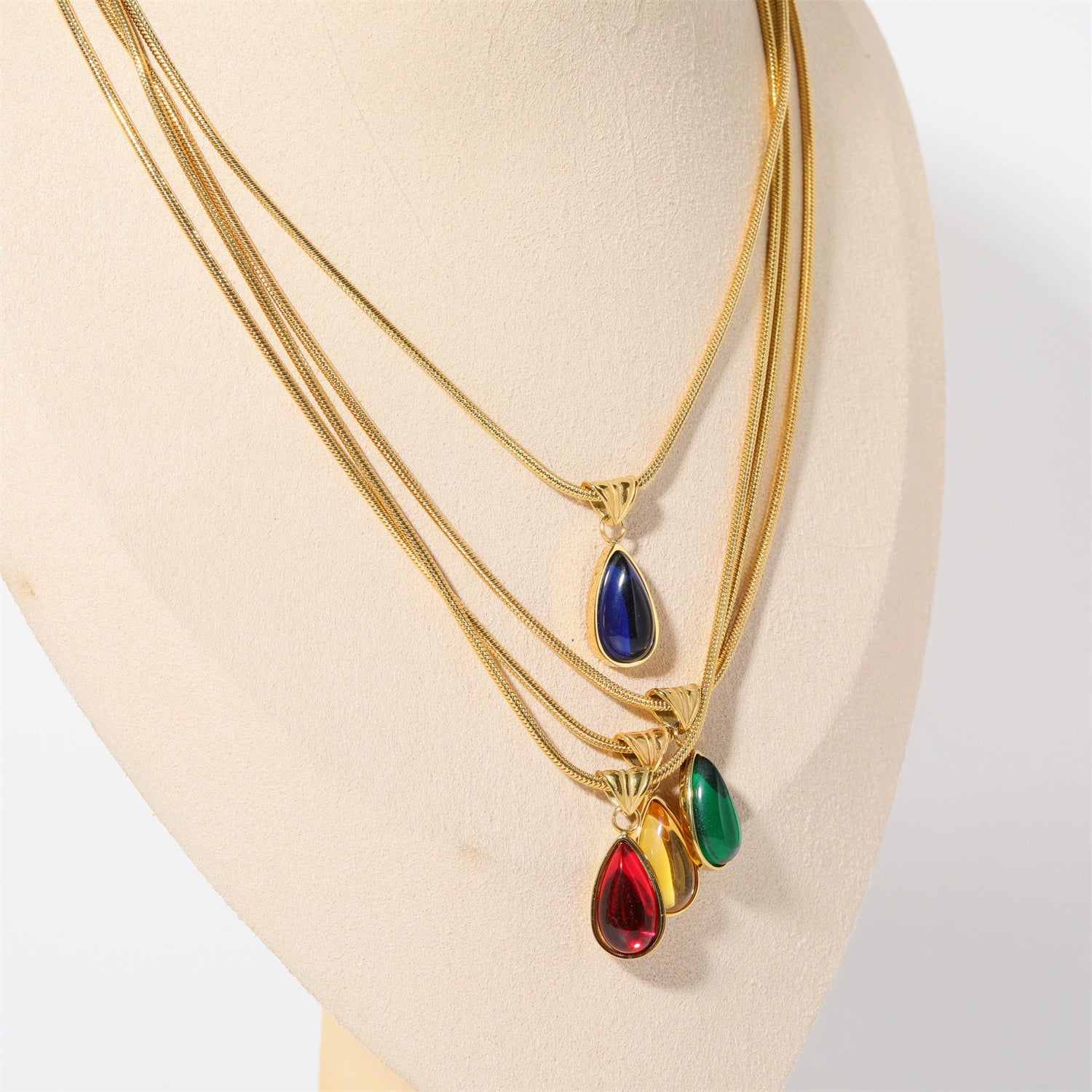 Wholesale Unisex Geometric Dropshaped Titanium Steel Snake Bone Chain 18K Goldplated Necklace - Image 5