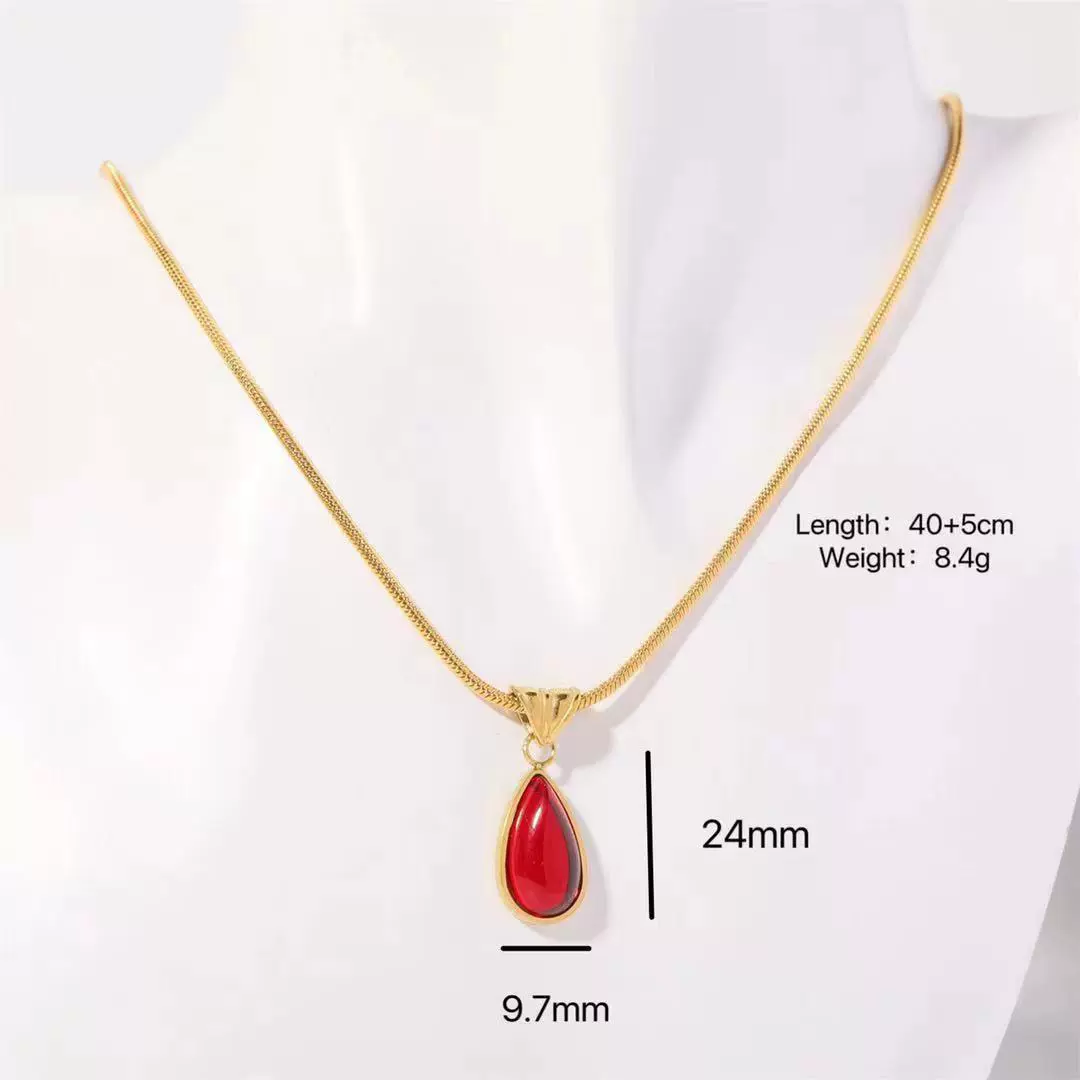 Wholesale Unisex Geometric Dropshaped Titanium Steel Snake Bone Chain 18K Goldplated Necklace - Image 6
