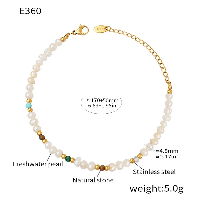 Wholesale Unisex Geometric Electroplated Titanium Steel And Freshwater Pearl Bracelet With Colorful Design - Image 6