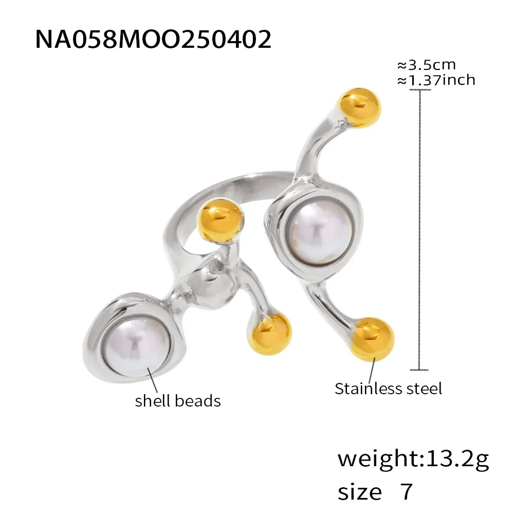 Wholesale Unisex Geometric Ferris Wheel Cshaped Titanium Steel Electroplated Ring - Image 11