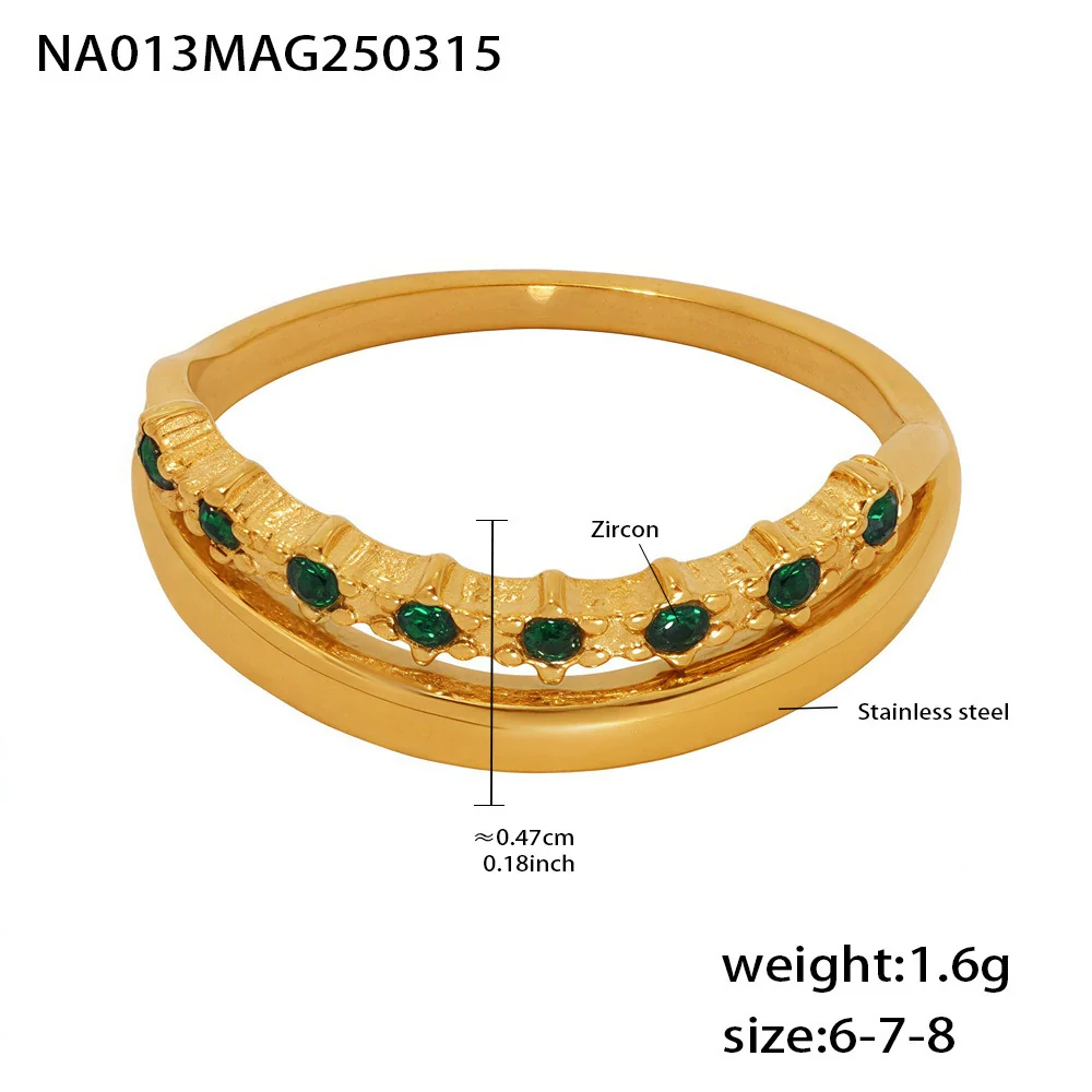 Wholesale Unisex Geometric Ferris Wheel Doublelayer Ring Gold Plated Stainless Steel And Zircon Jewelry - Image 6