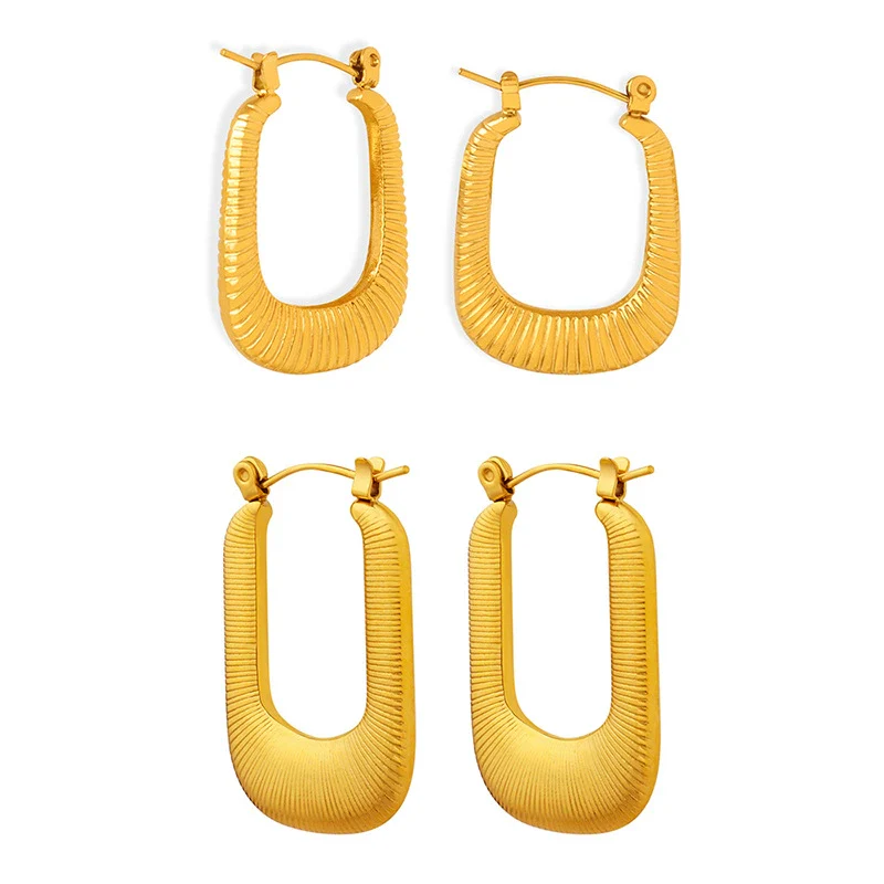 Wholesale Unisex Geometric Ins Style Gold Plated Titanium Steel Ushaped Earrings - Image 5