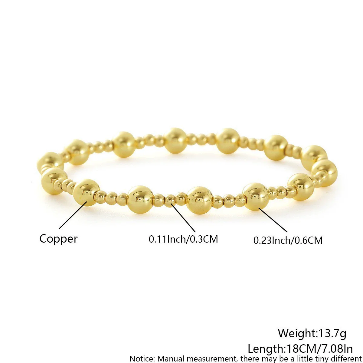 Wholesale Unisex Geometric Ins Style Round Bead Crossshaped Copper Goldplated Bracelet Set - Image 7