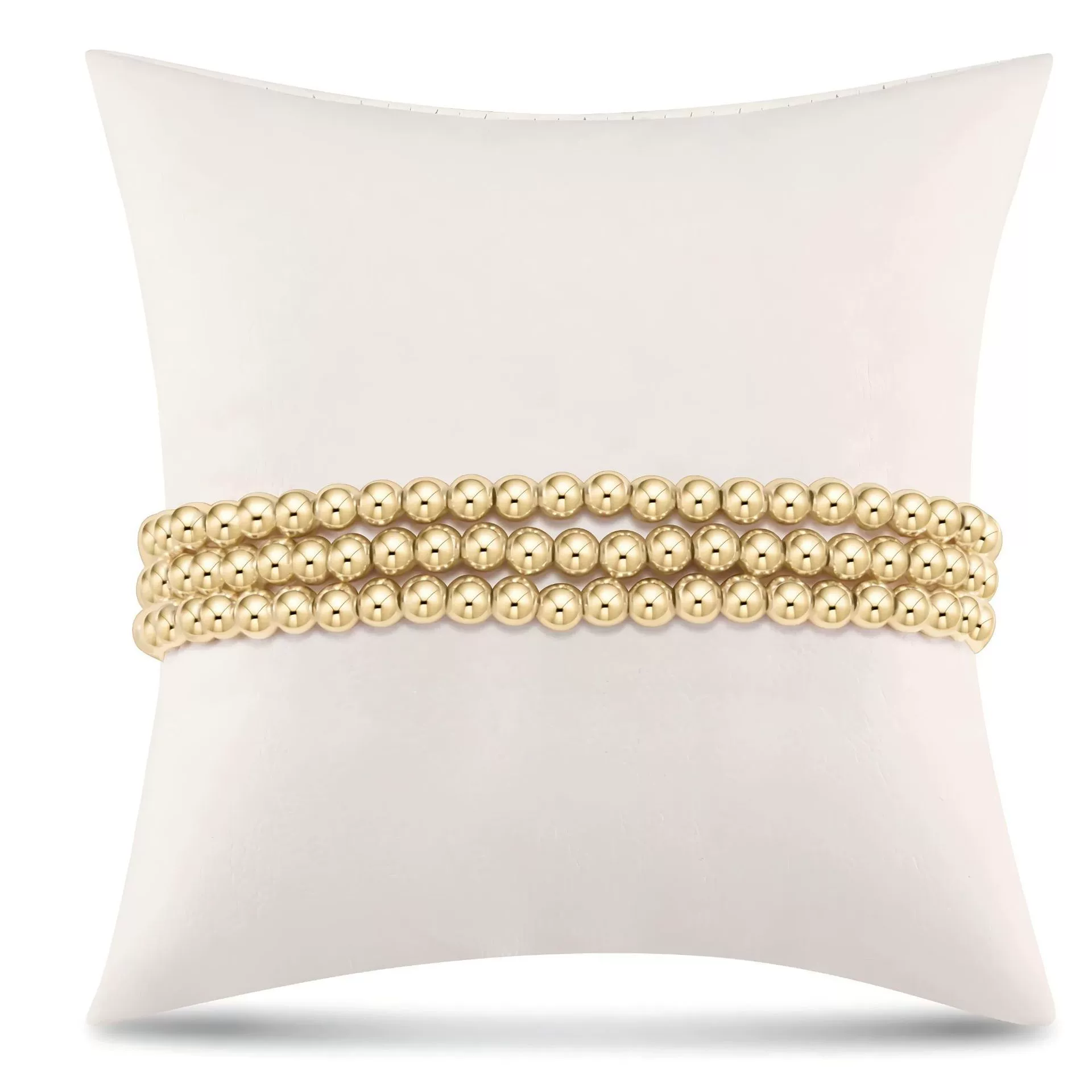 Wholesale Unisex Geometric Ins Style Stainless Steel Vacuum Goldplated Elastic Beaded Bracelet