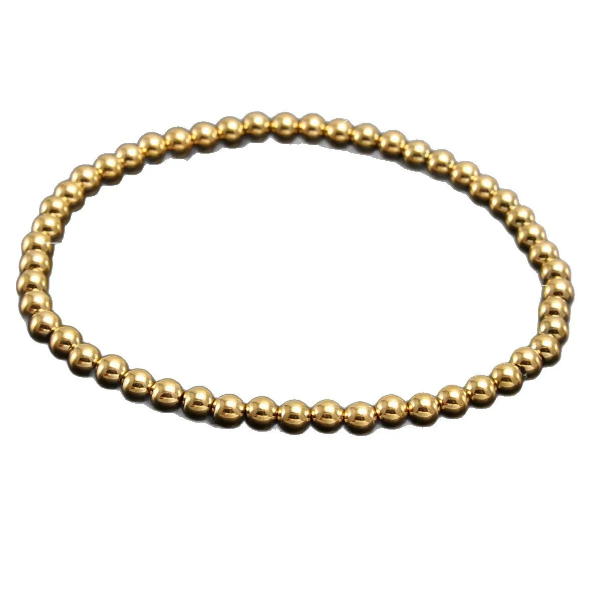 Wholesale Unisex Geometric Ins Style Stainless Steel Vacuum Goldplated Elastic Beaded Bracelet - Image 2
