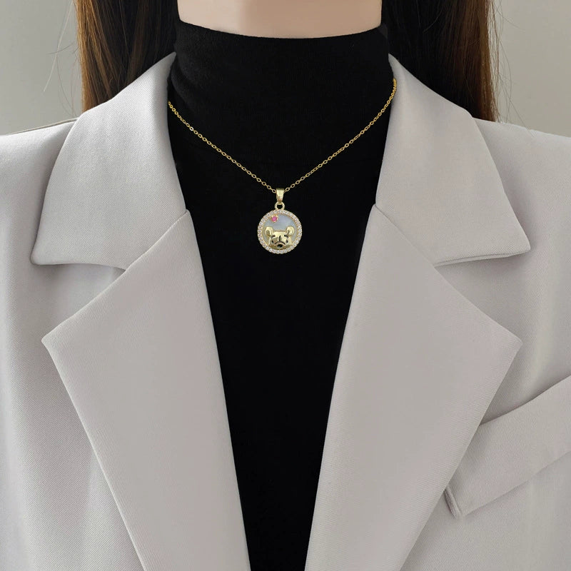 Wholesale Unisex Geometric Light Luxury Full Diamond Necklace With Titanium Steel And Copper Pendant - Image 2