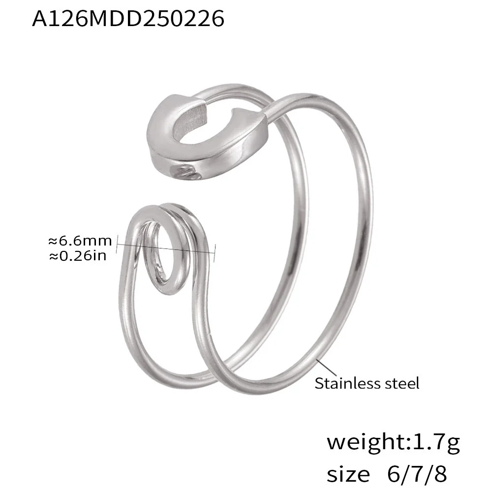Wholesale Unisex Geometric Light Luxury Style Electroplated Titanium Steel Ferris Wheel Pin Opening Ring Tail Ring - Image 6