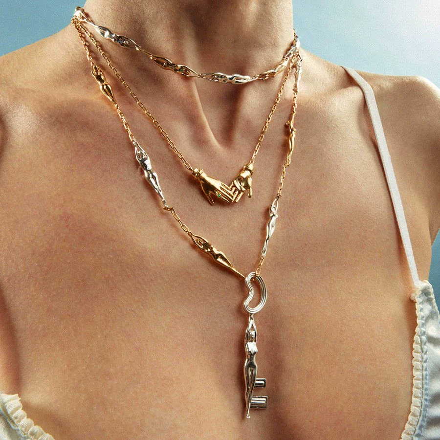 Wholesale Unisex Geometric Palm Coin Pendant Necklace With Oshaped Chain Gold Plated Copper And Titanium Steel