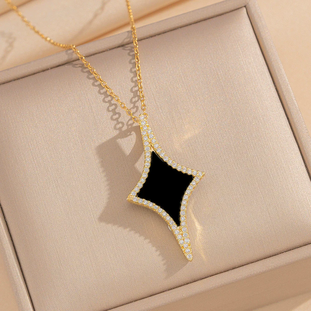 Wholesale Unisex Geometric Rhombus Pendant Necklace Made Of Brass Zircon And Environmentally Friendly Copper With Electroplating - Image 6