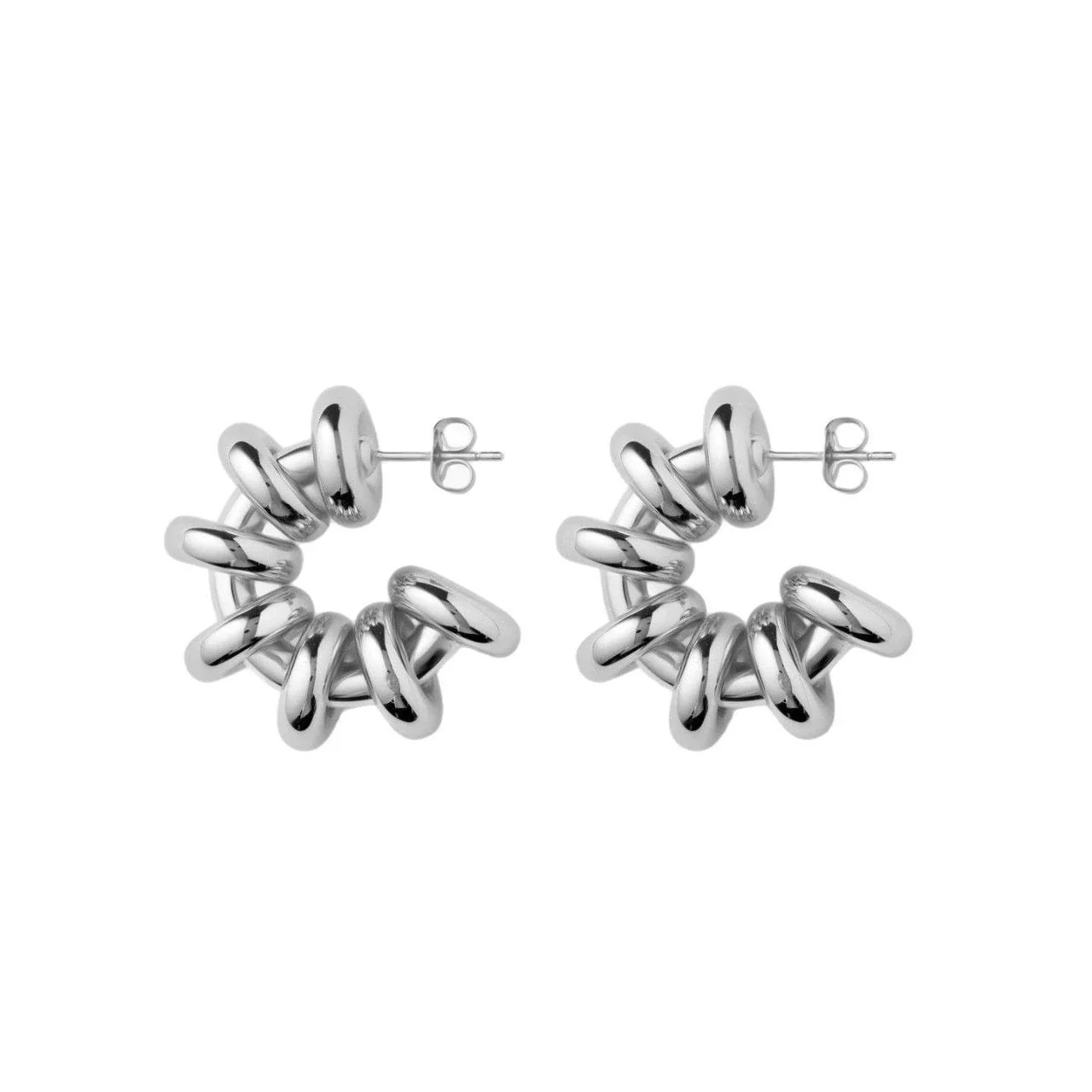 Wholesale Unisex Geometric Ringshaped Electroplated Wooden And Stainless Steel Cring Earrings - Image 4