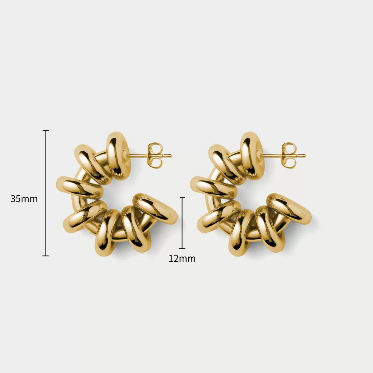 Wholesale Unisex Geometric Ringshaped Electroplated Wooden And Stainless Steel Cring Earrings - Image 5