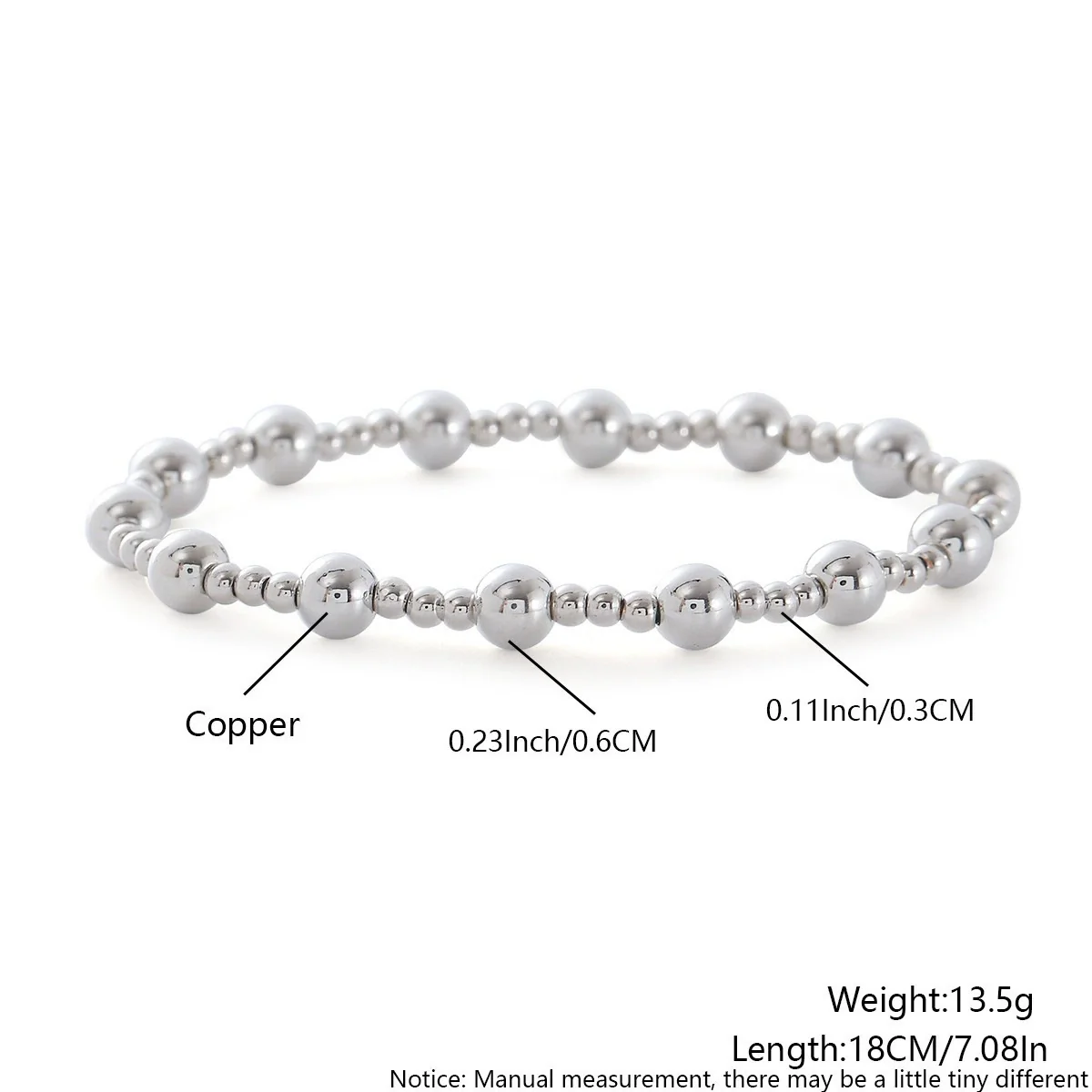 Wholesale Unisex Geometric Round Beads Copper Electroplated Bracelet With Cross Pendant - Image 5
