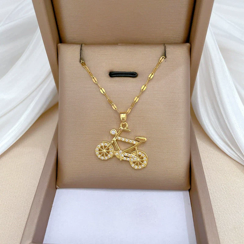 Wholesale Unisex Geometric Stainless Steel And Copper Diamond Necklace With Picture Paragraph Chain