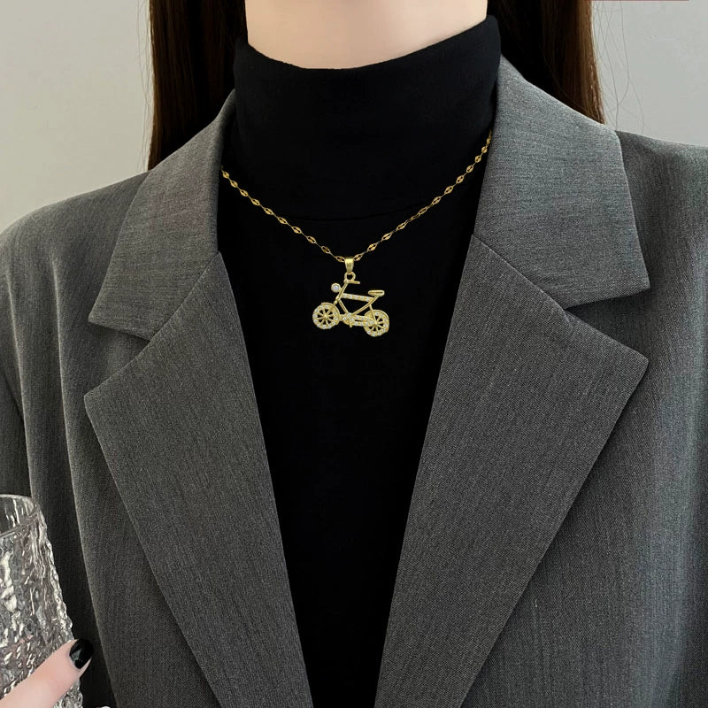 Wholesale Unisex Geometric Stainless Steel And Copper Diamond Necklace With Picture Paragraph Chain - Image 2