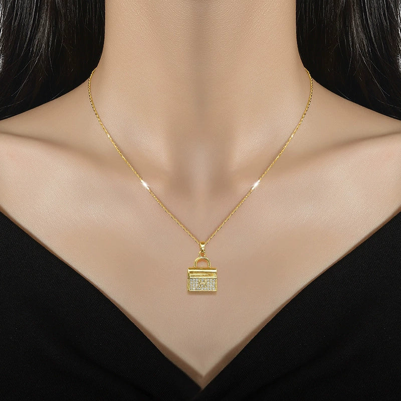 Wholesale Unisex Geometric Stainless Steel And Copper Diamond Necklace With Picture Paragraph Chain - Image 2