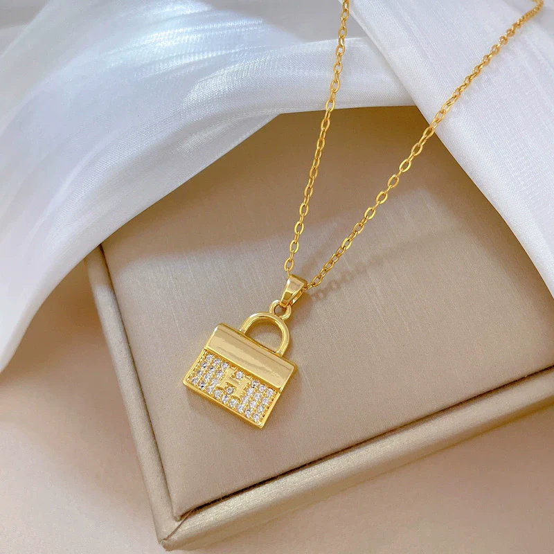 Wholesale Unisex Geometric Stainless Steel And Copper Diamond Necklace With Picture Paragraph Chain - Image 3