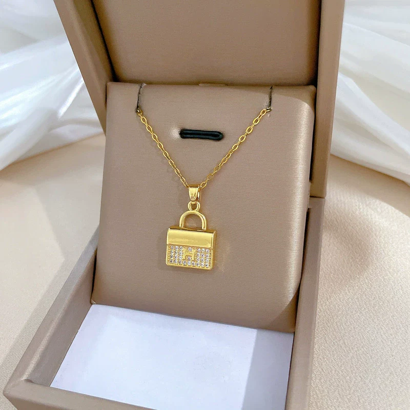 Wholesale Unisex Geometric Stainless Steel And Copper Diamond Necklace With Picture Paragraph Chain - Image 6