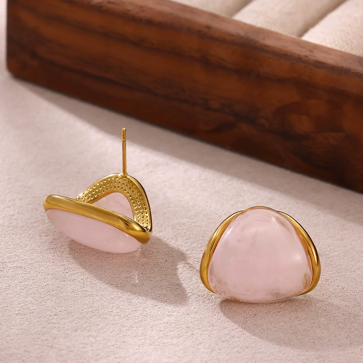 Wholesale Unisex Geometric Stainless Steel And Gold Electroplated Earrings Jewelry Retro Maillard Style - Image 4