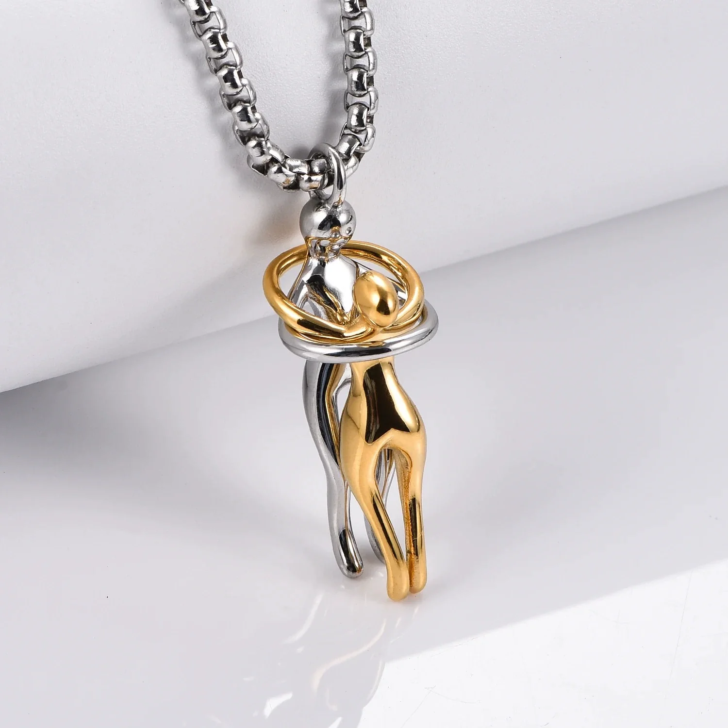 Wholesale Unisex Geometric Stainless Steel And Titanium Steel Pendant Necklace With Pearl Chain Polish Design - Image 7