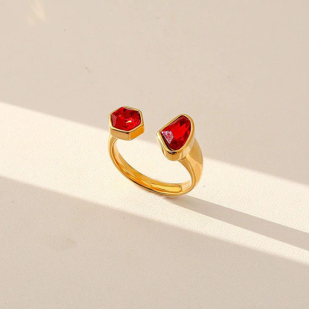 Wholesale Unisex Geometric Stainless Steel Electroplated Adjustable Open Rings Fashion Retro Light Luxury Style - Image 11