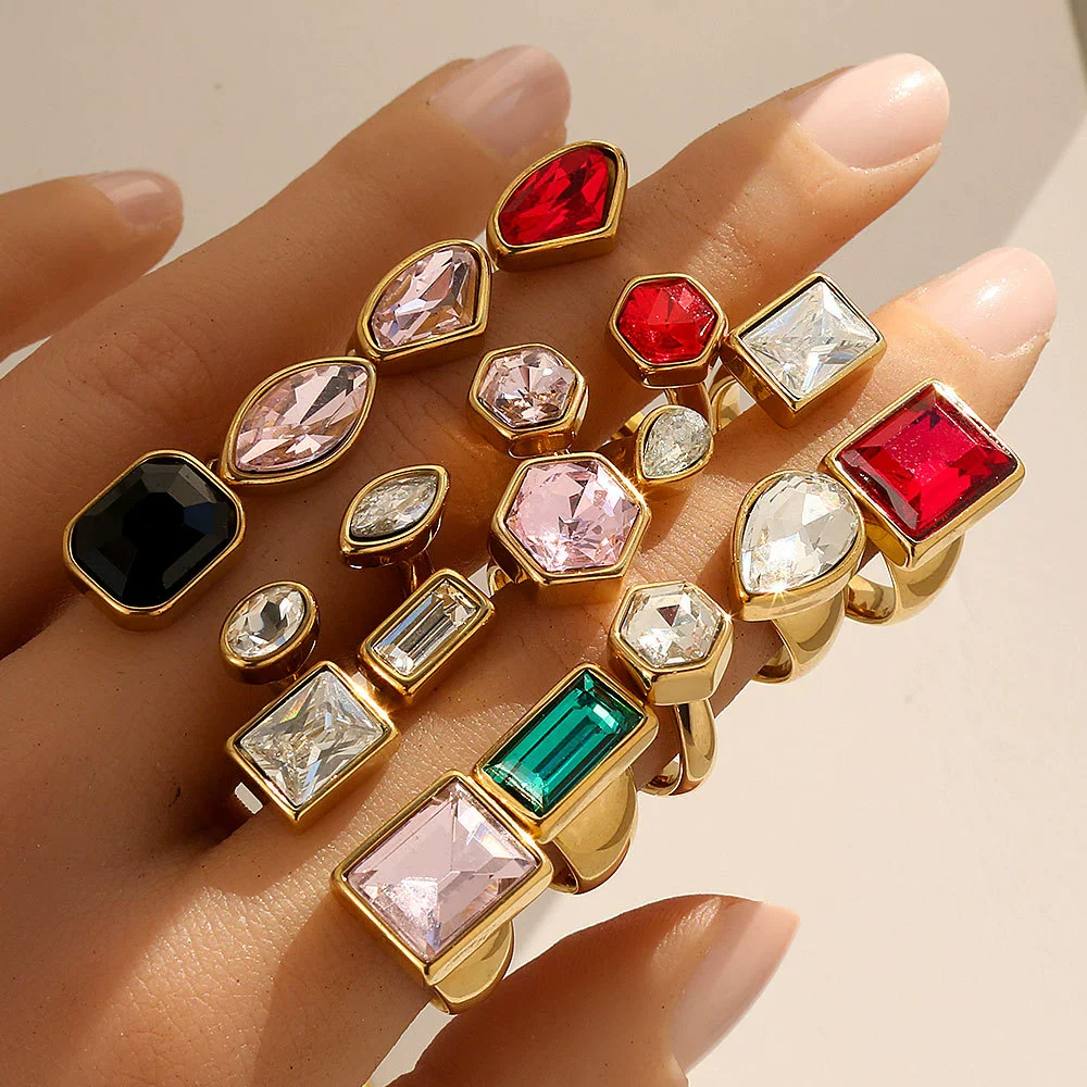 Wholesale Unisex Geometric Stainless Steel Electroplated Adjustable Open Rings Fashion Retro Light Luxury Style - Image 3