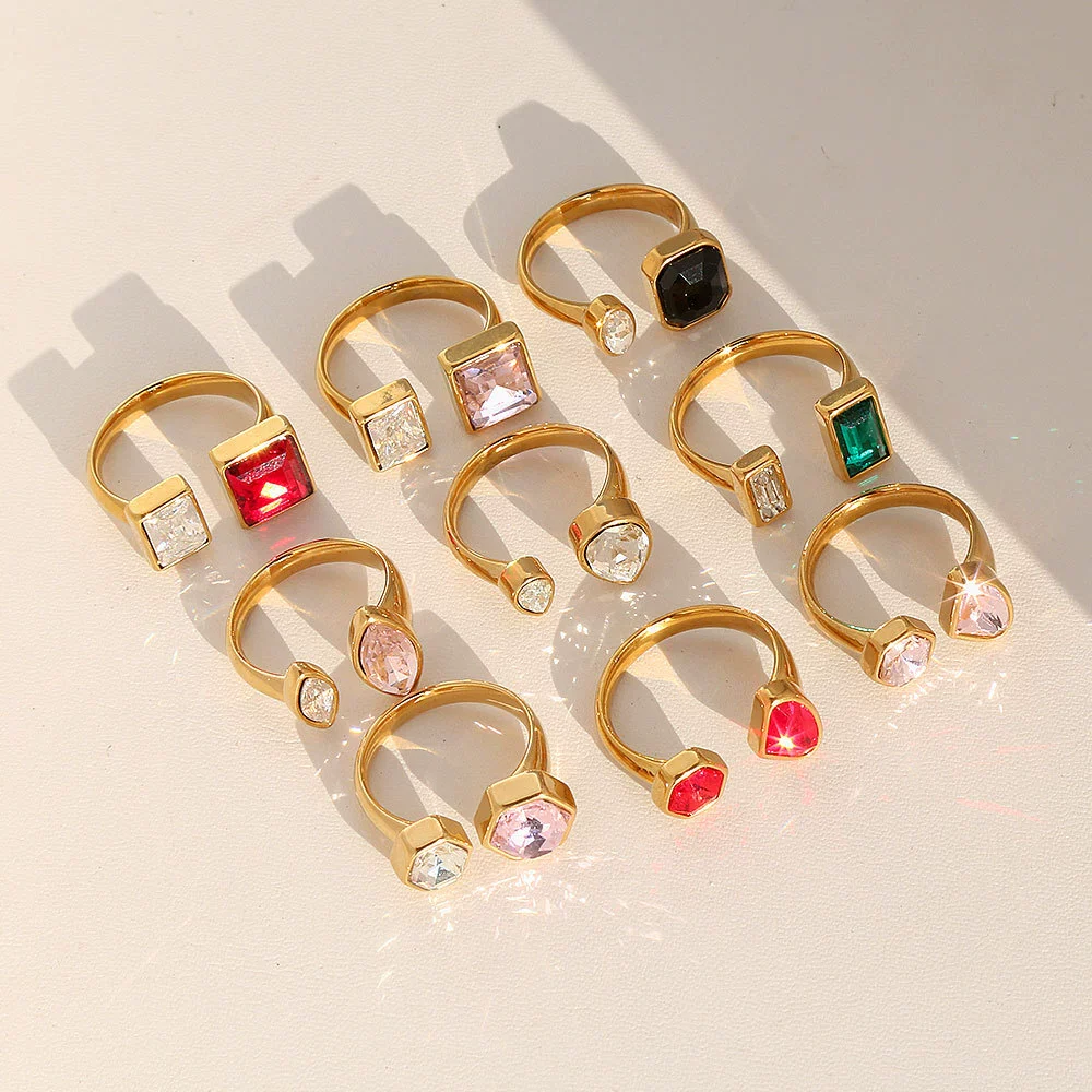 Wholesale Unisex Geometric Stainless Steel Electroplated Adjustable Open Rings Fashion Retro Light Luxury Style - Image 5