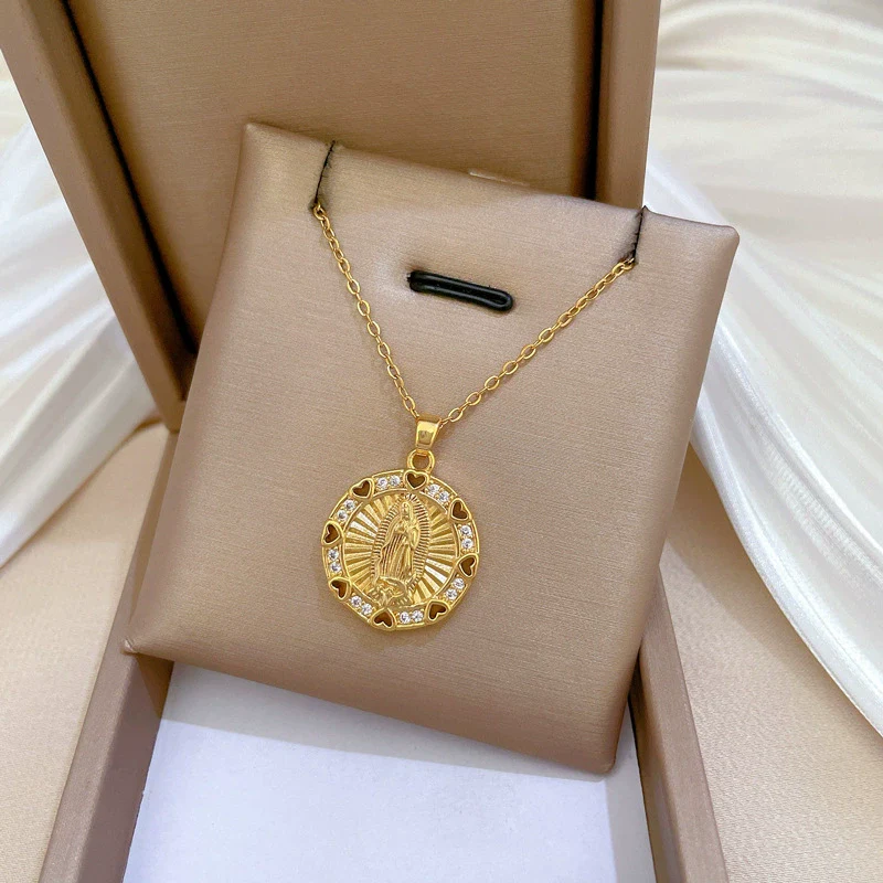 Wholesale Unisex Geometric Stainless Steel Necklace With Copper Pendant - Image 3
