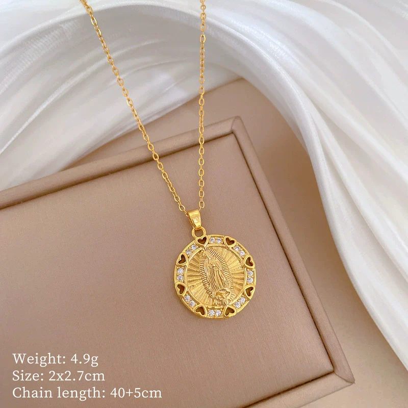 Wholesale Unisex Geometric Stainless Steel Necklace With Copper Pendant - Image 5