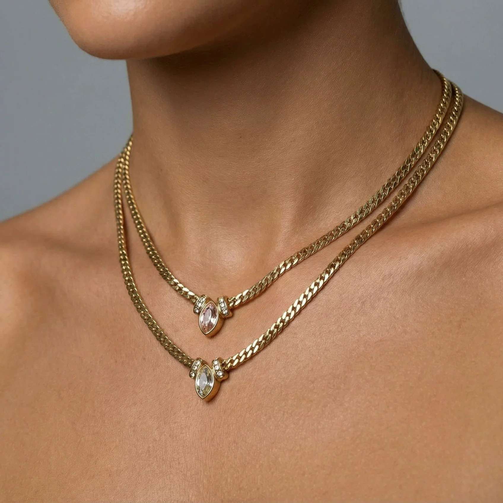 Wholesale Unisex Geometric Stainless Steel Titanium Steel Diamondencrusted Eye Necklace With Electroplating - Image 3