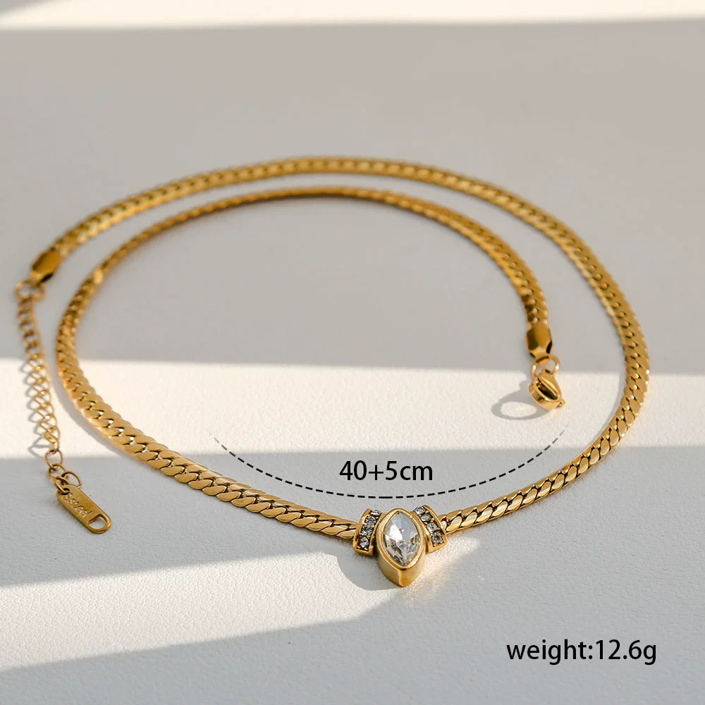 Wholesale Unisex Geometric Stainless Steel Titanium Steel Diamondencrusted Eye Necklace With Electroplating - Image 6