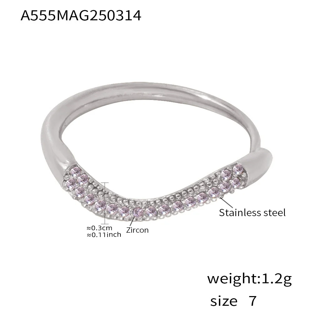 Wholesale Unisex Geometric Stainless Steel Zircon Electroplated Ferris Wheel Wave Ring Jewelry - Image 8