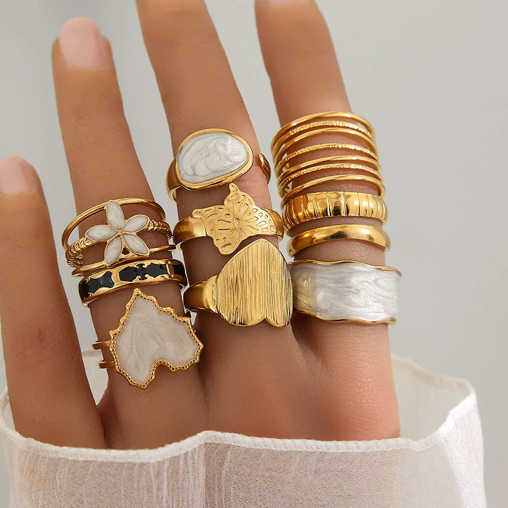 Wholesale Unisex Geometric Titanium Steel Electroplated Ring - Image 2