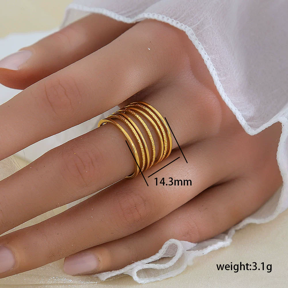 Wholesale Unisex Geometric Titanium Steel Electroplated Ring - Image 22