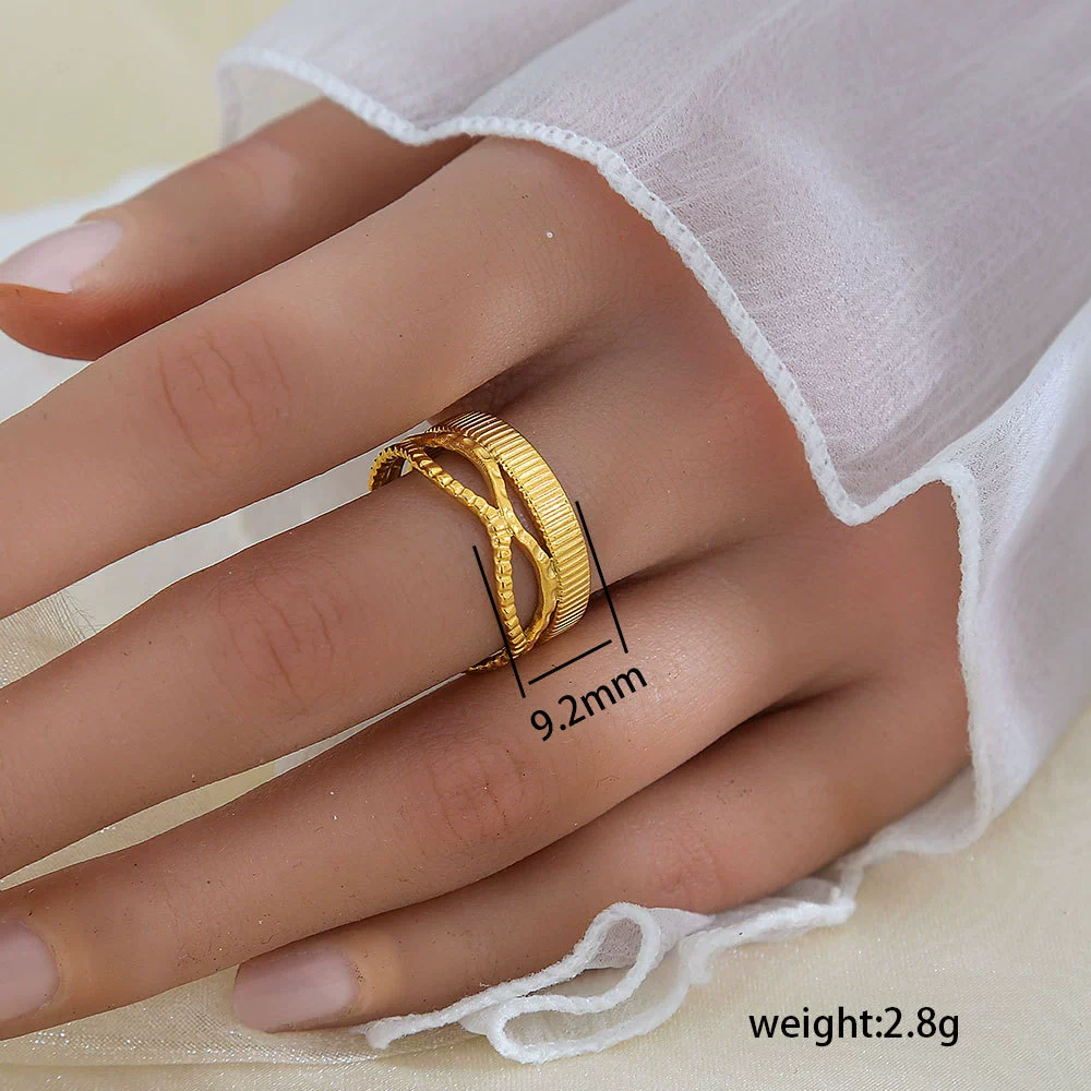 Wholesale Unisex Geometric Titanium Steel Electroplated Ring - Image 35