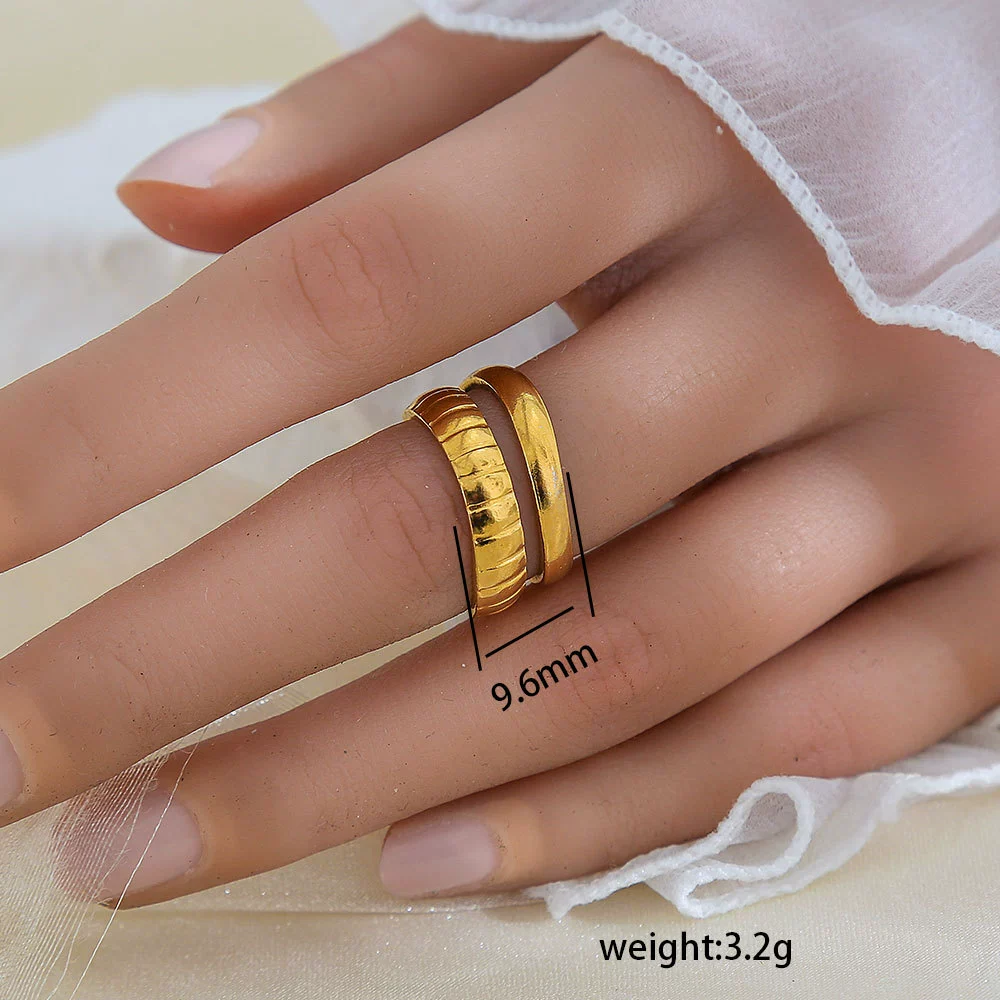 Wholesale Unisex Geometric Titanium Steel Electroplated Ring - Image 36