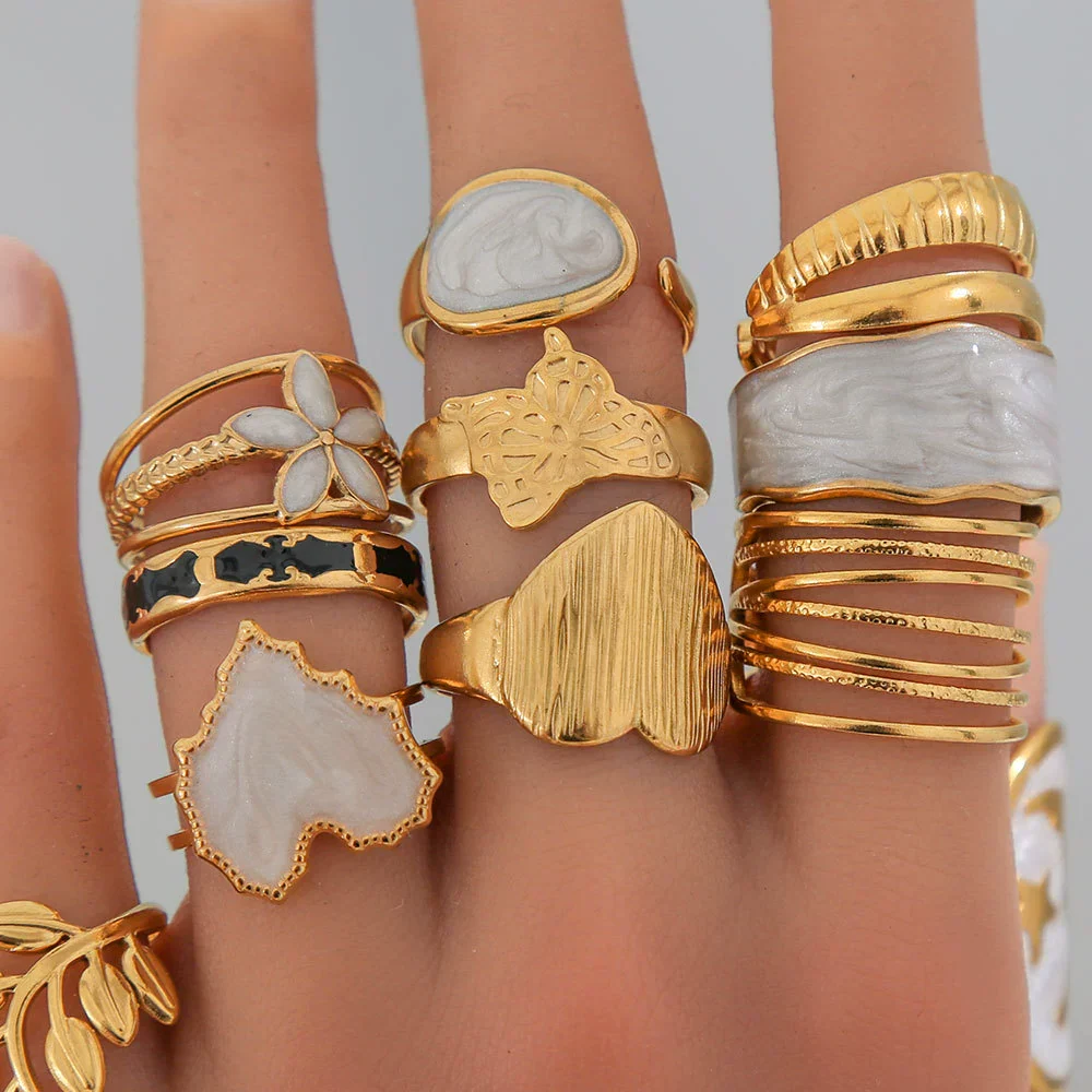 Wholesale Unisex Geometric Titanium Steel Electroplated Ring - Image 5