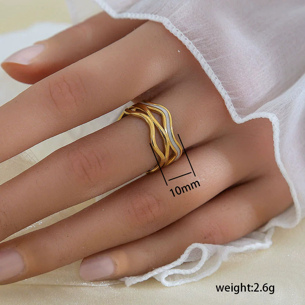 Wholesale Unisex Geometric Titanium Steel Electroplated Ring - Image 50