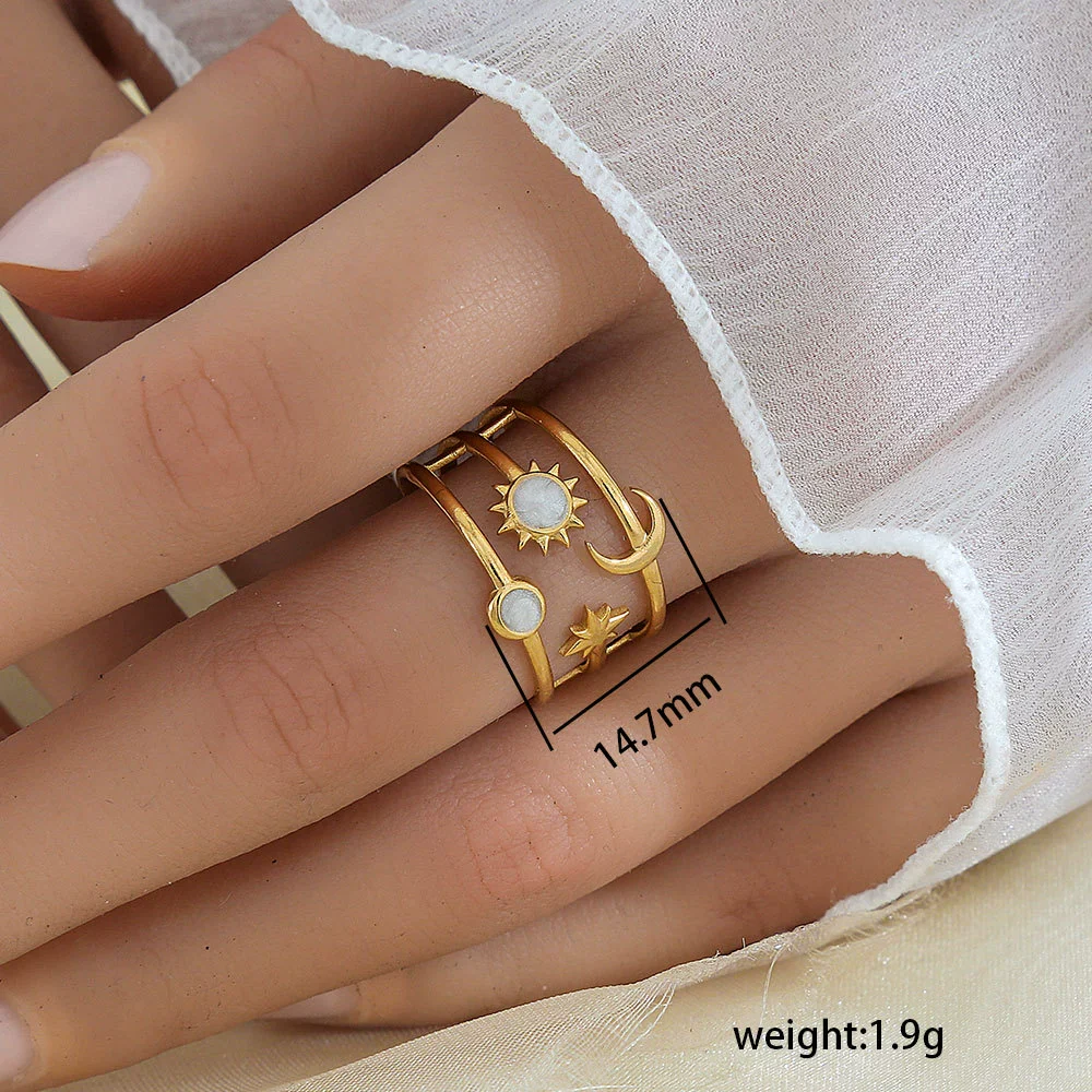 Wholesale Unisex Geometric Titanium Steel Electroplated Ring - Image 58