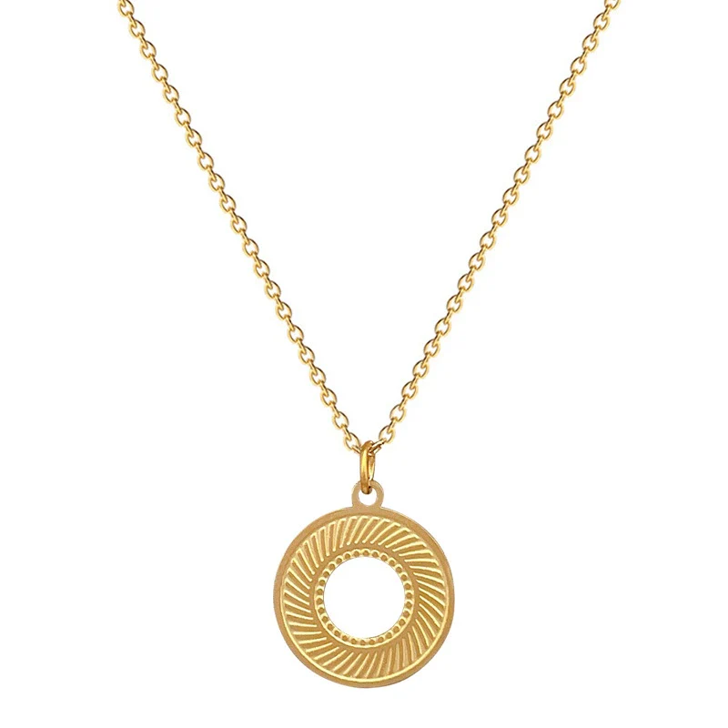 Wholesale Unisex Geometric Titanium Steel Electroplated Rotating Ring Necklace - Image 5