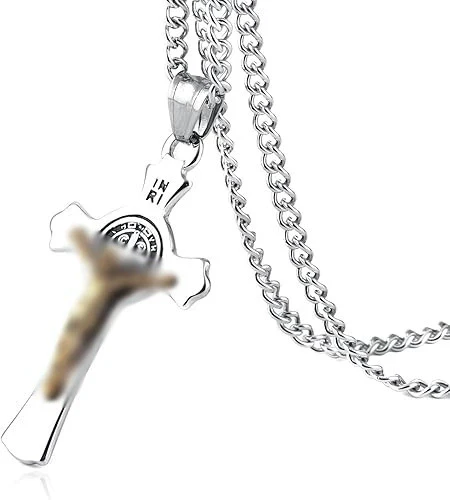 Wholesale Unisex Geometric Titanium Steel Necklace With Polish Cross Pendant And String Of Pearls Chain - Image 12