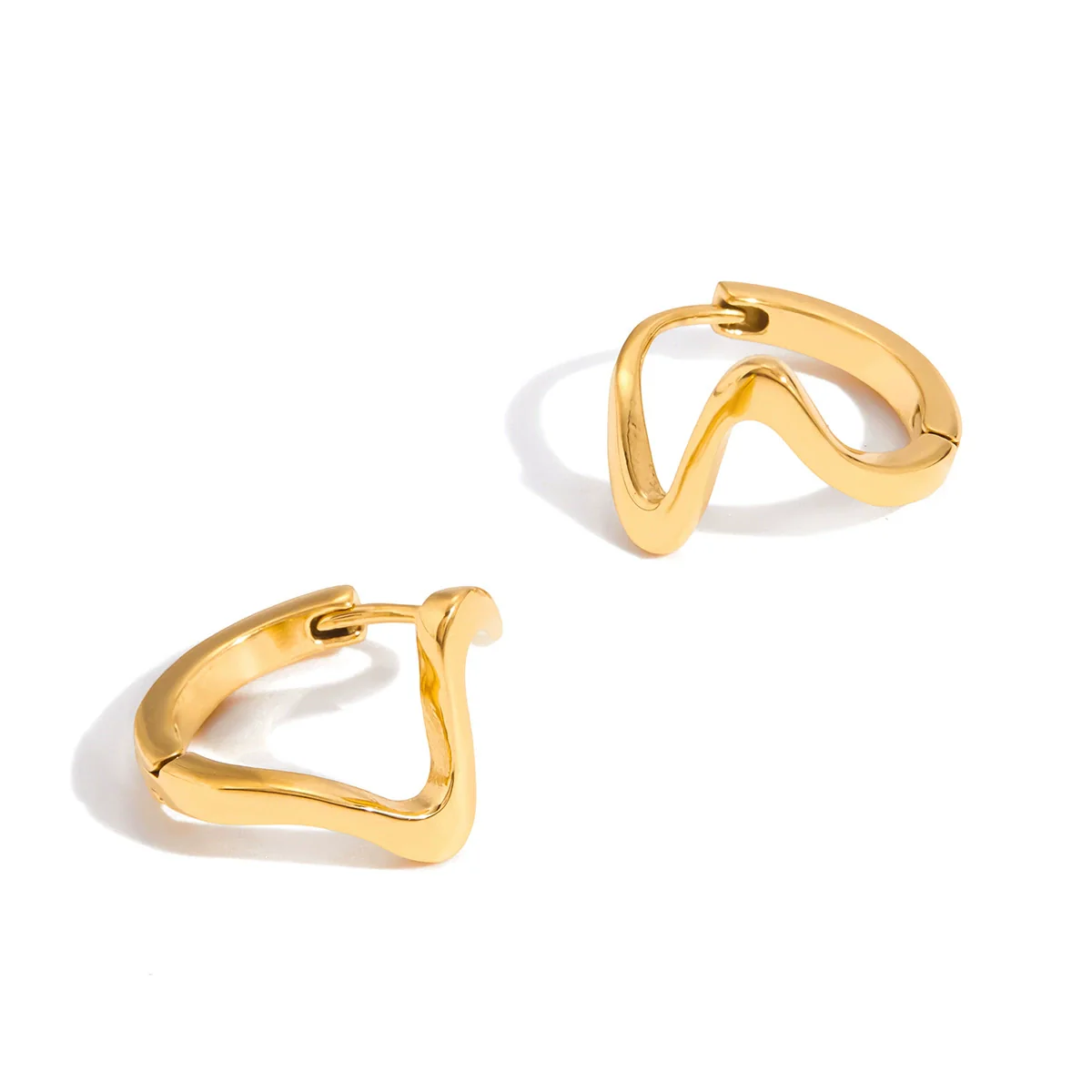 Wholesale Unisex Geometric Wave Stainless Steel Electroplated Earrings With Irregular Simple Niche Design Nonfading - Image 5