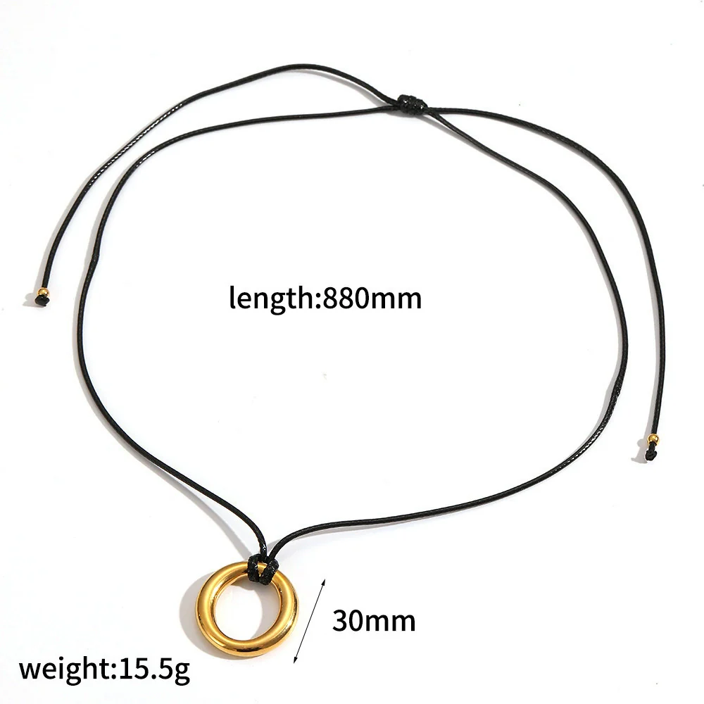 Wholesale Unisex Geometric Wax Rope Stainless Steel Necklace With Pvd Furnace Vacuum Real Gold Plating - Image 15