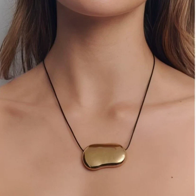 Wholesale Unisex Geometric Wax Rope Stainless Steel Necklace With Pvd Furnace Vacuum Real Gold Plating - Image 2