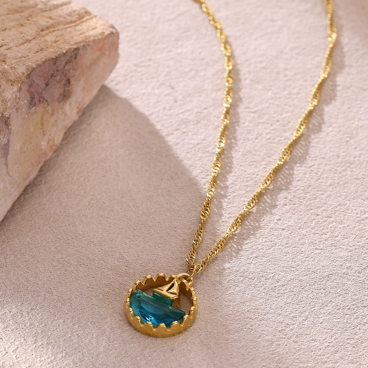 Wholesale Unisex Gold Electroplated Stainless Steel Dolphin Sunflower Cross Chain Retro Clavicle Necklace - Image 3
