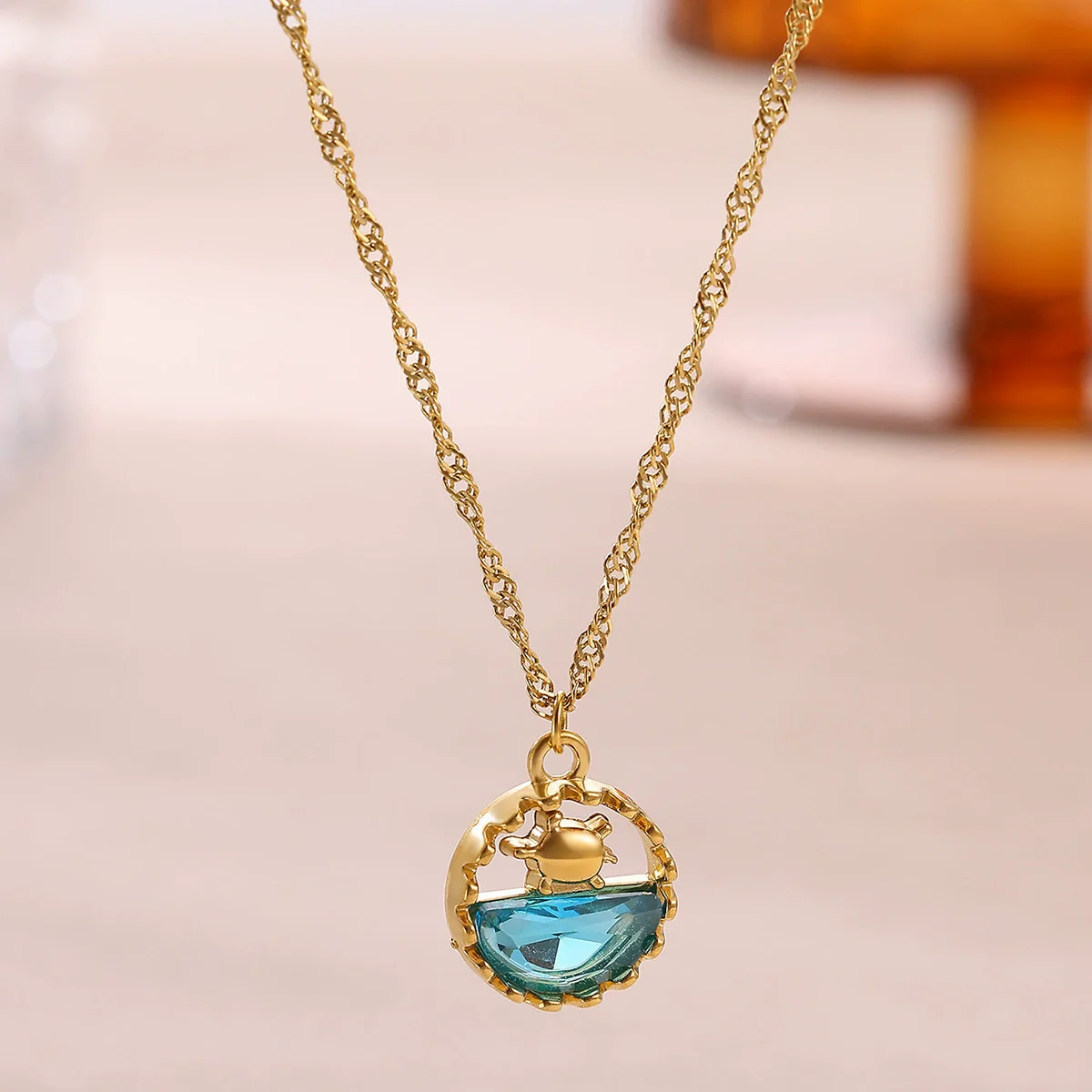 Wholesale Unisex Gold Electroplated Stainless Steel Dolphin Sunflower Cross Chain Retro Clavicle Necklace - Image 4