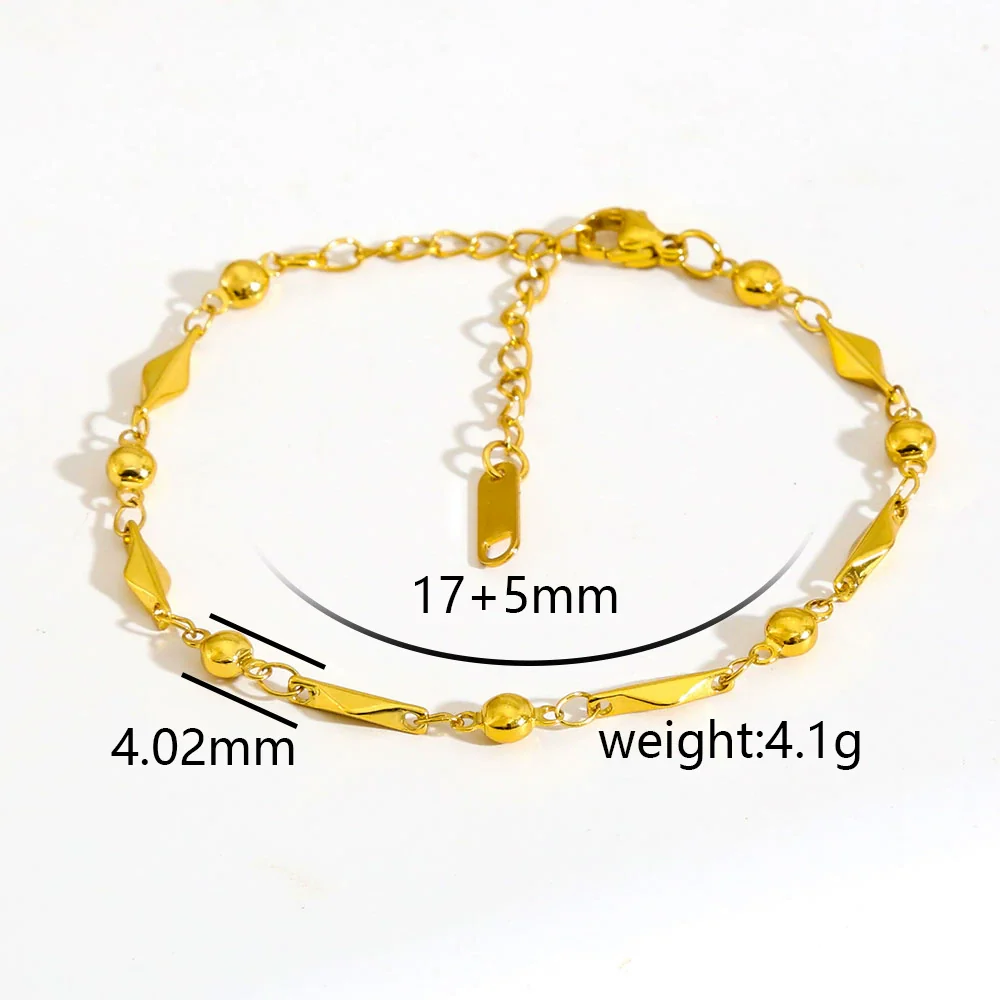 Wholesale Unisex Gold Plated Stainless Steel Anklet With Small Round Beads Luxury Jewelry - Image 16