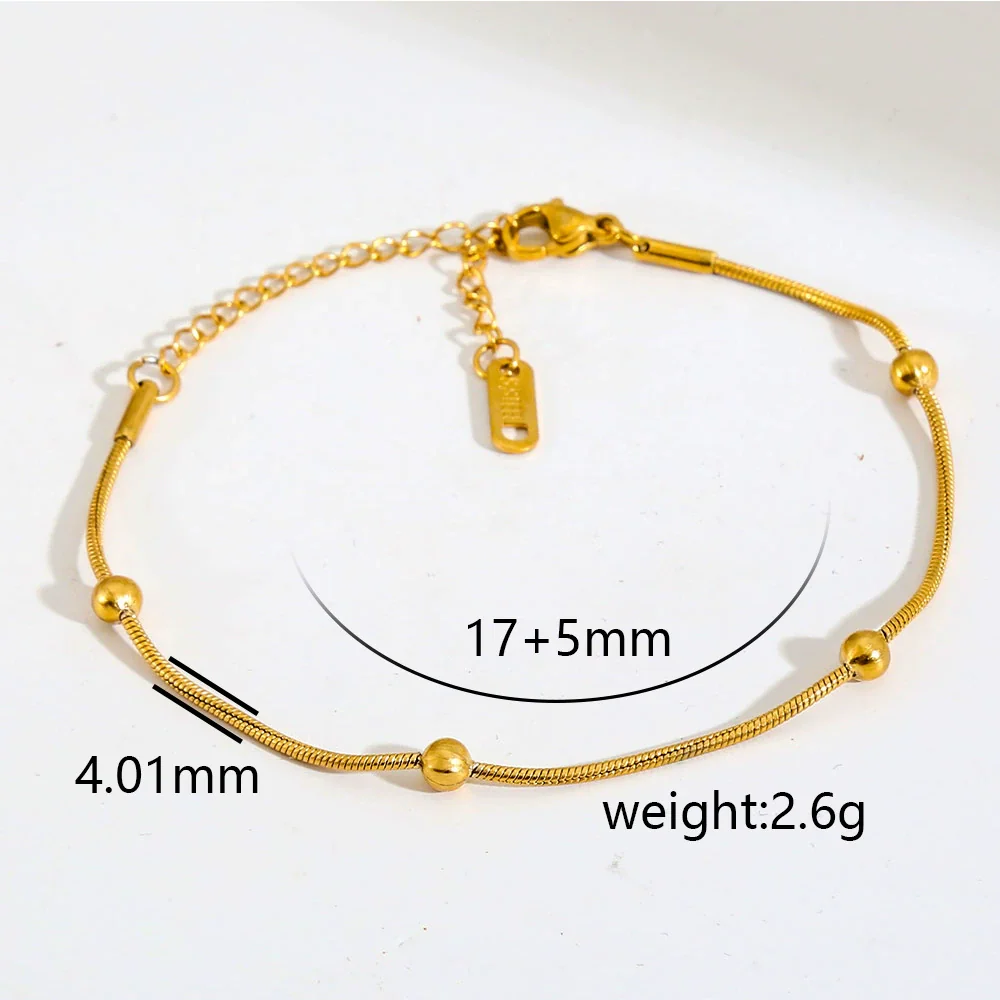 Wholesale Unisex Gold Plated Stainless Steel Anklet With Small Round Beads Luxury Jewelry - Image 6