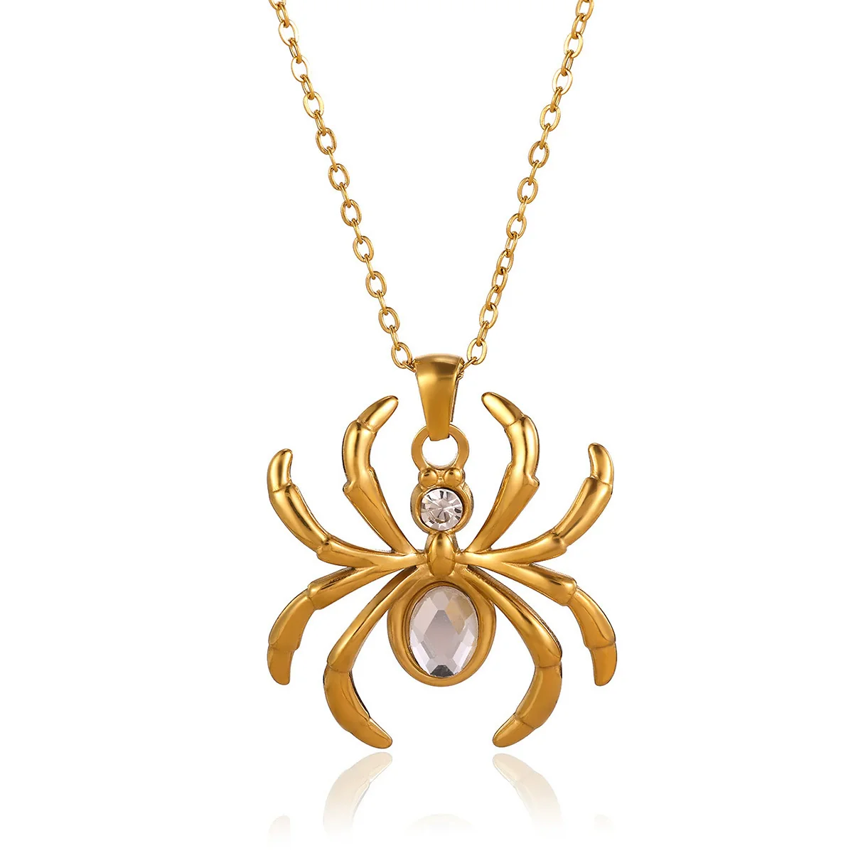 Wholesale Unisex Gothic Medieval Style Gold Plated Stainless Steel Animal Zodiac Spider Pendant Necklace With Cross Chain - Image 5