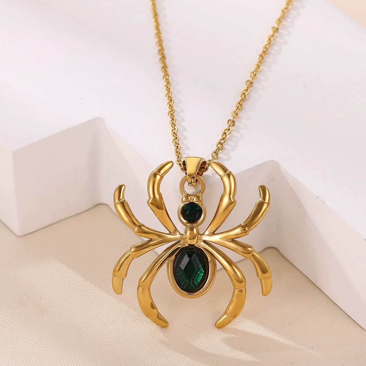 Wholesale Unisex Gothic Medieval Style Gold Plated Stainless Steel Animal Zodiac Spider Pendant Necklace With Cross Chain - Image 6